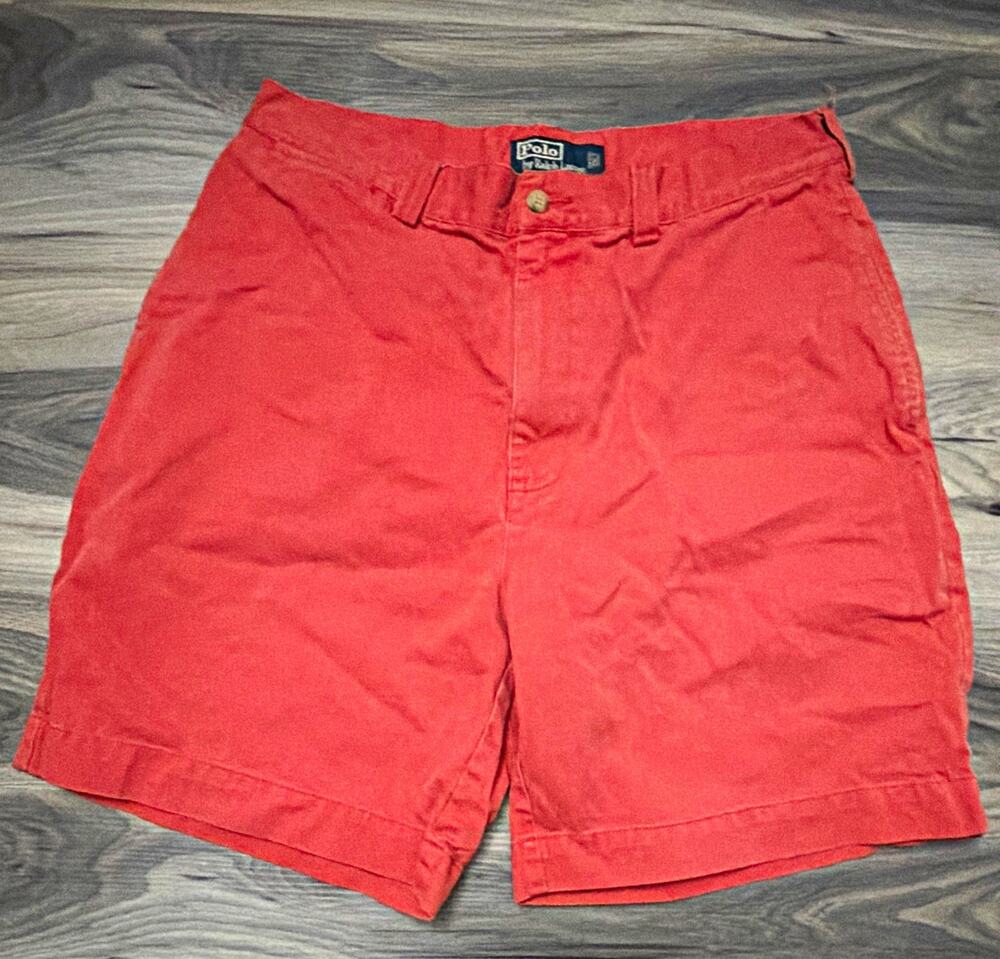Polo Ralph Lauren Philip Short Solid Red Chino Cotton 7" Flat Front Pockets